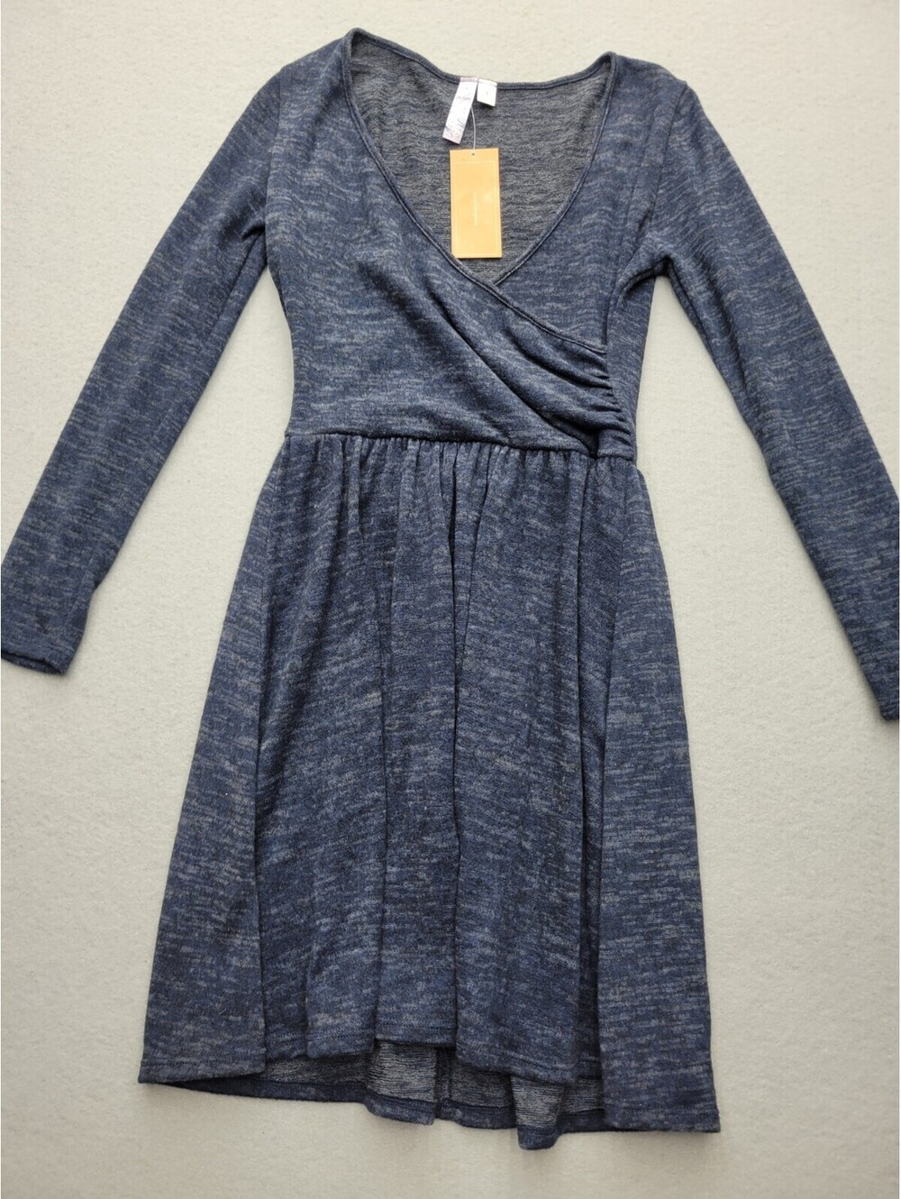Alya Women's Dress Small Blue Basic Mini Long Sleeve Solid Made in USA Casual